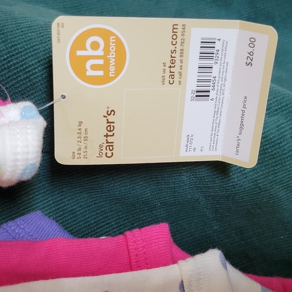 NWT Carter's Little Layette 4 long sleeved Bodysuits NB Newborn - Picture 2 of 7